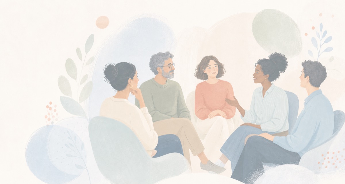 A welcoming group of adults sharing a conversation